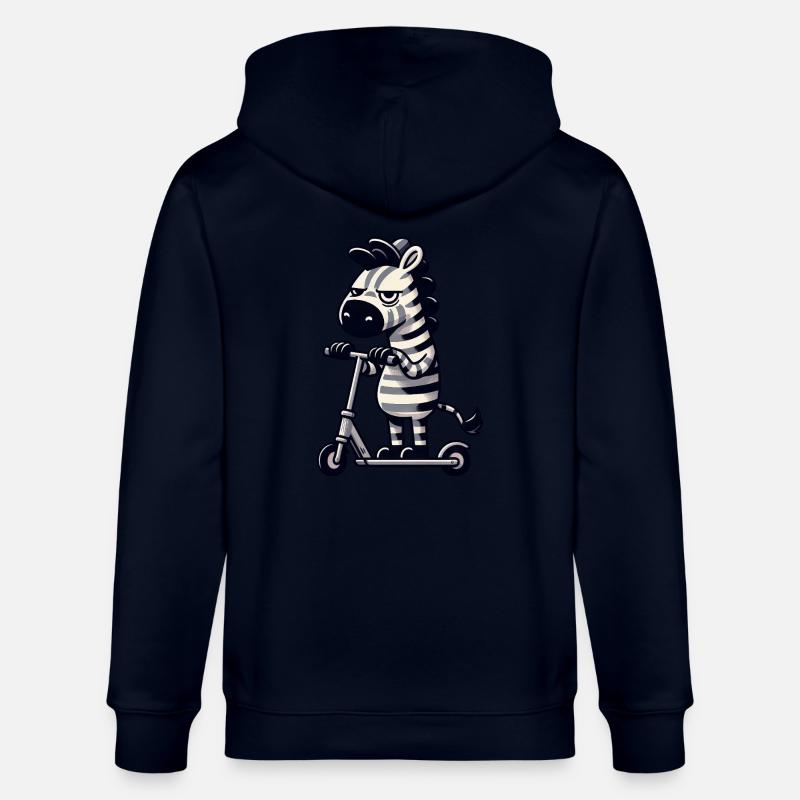 Zebra Kickroller Whimsical Funny Comic - Stanley/Stella CULTIVATOR Unisex Organic Hooded Jacket - navy