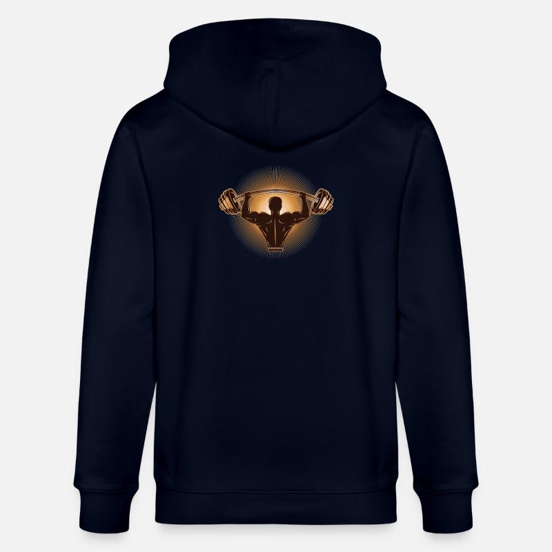 Hantel in der Hand - Bodybuilder mit Gewicht - Stanley/Stella Unisex Bio-Kapuzenjacke CULTIVATOR  - Navy