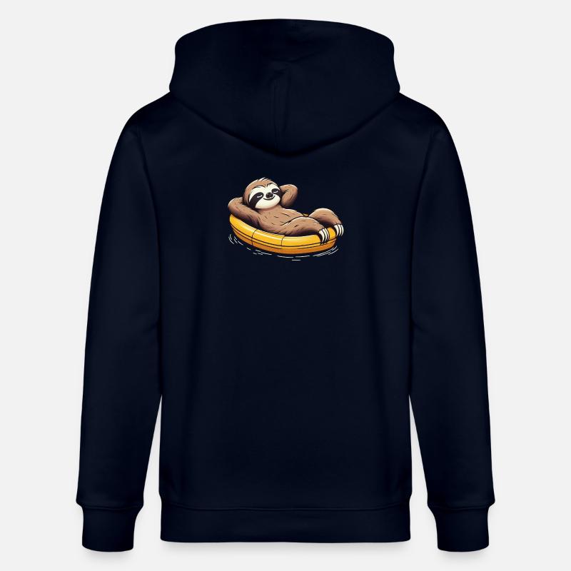 Faultier entspannt im Boot Urlaub - Stanley/Stella Unisex Bio-Kapuzenjacke CULTIVATOR  - Navy