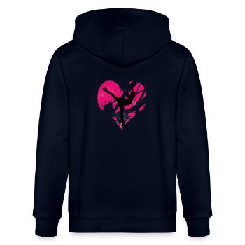 Herz Rollkunstlauf Flieger 1 - Stanley/Stella Unisex Bio-Kapuzenjacke CULTIVATOR  - Navy - Hinten - Anna (173cm)