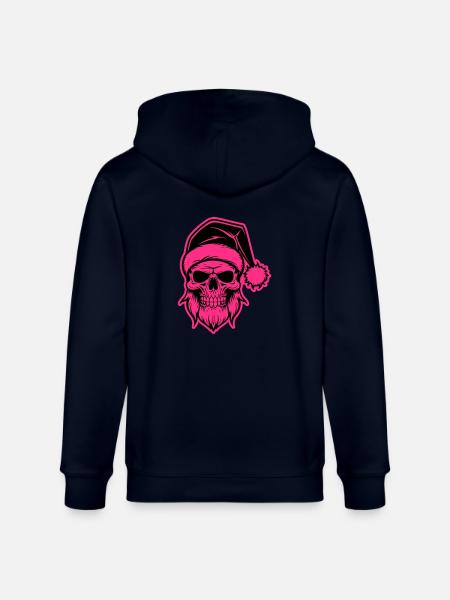 Santa Claus Skull - Stanley/Stella CULTIVATOR Unisex Organic Hooded Jacket - navy