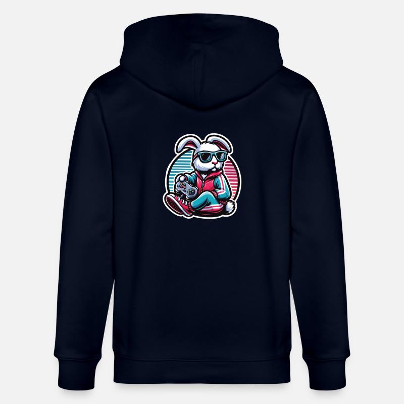 Lässiger Gamer-Hase Mit Controller - Stanley/Stella Unisex Bio-Kapuzenjacke CULTIVATOR  - Navy