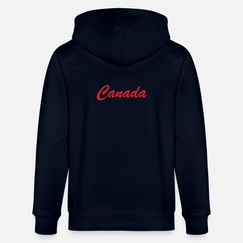 Canada Script Lettering Red - Stanley/Stella CULTIVATOR  Unisex Organic Hooded Jacket - navy