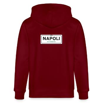Ortsschild Napoli - Stanley/Stella Unisex Bio-Kapuzenjacke CULTIVATOR  - Burgunderrot - Hinten - Anna (173cm)