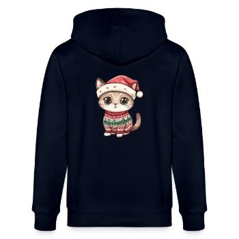 Cat Christmas Comic - Stanley/Stella CULTIVATOR  Unisex Organic Hooded Jacket - navy - Back - Anna (173cm)