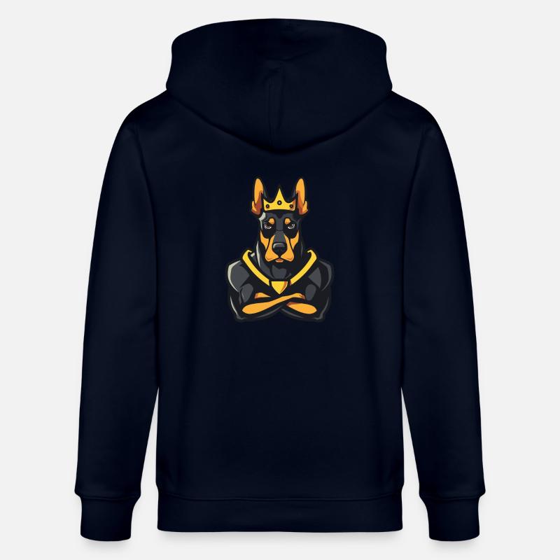 Dobermann Hund Comic Krone - Stanley/Stella Unisex Bio-Kapuzenjacke CULTIVATOR  - Navy