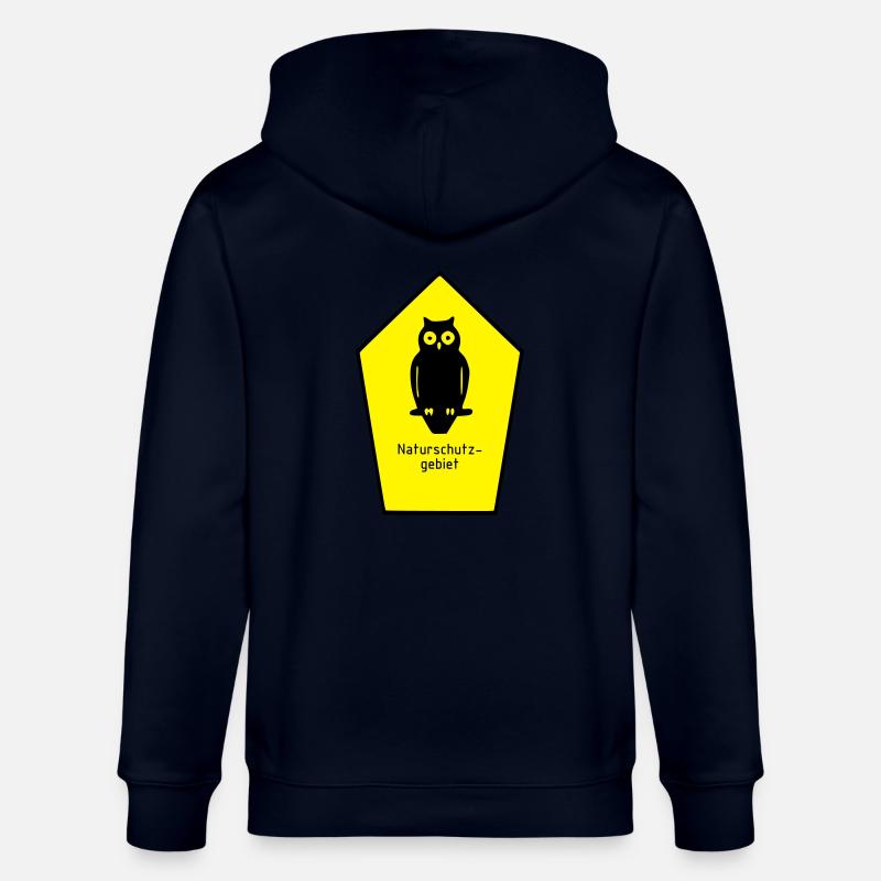 Schild Naturschutzgebiet / Eule - Stanley/Stella Unisex Bio-Kapuzenjacke CULTIVATOR  - Navy
