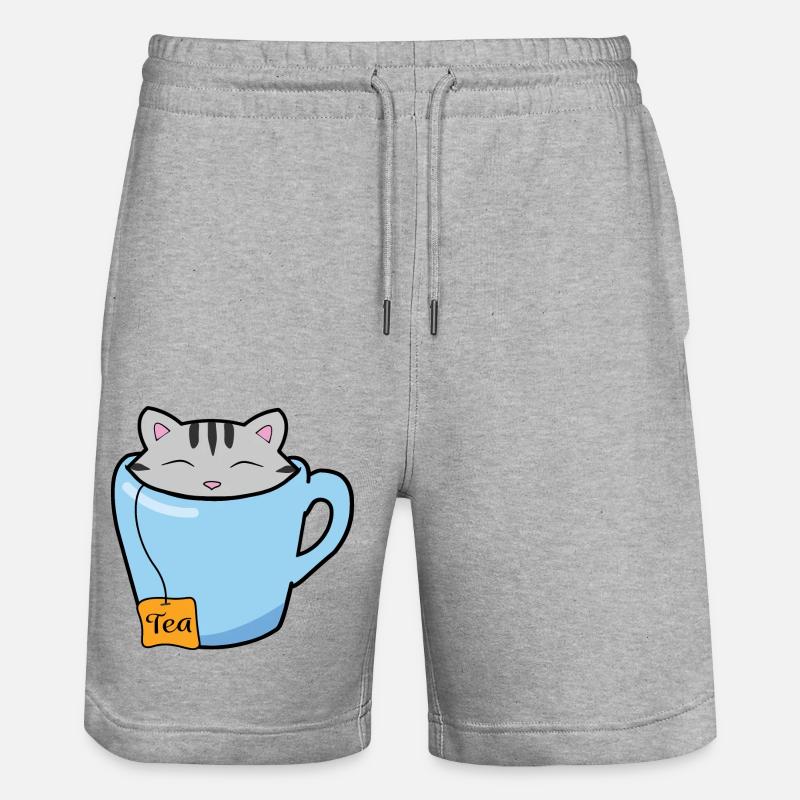 Tasse de thé chat - Short de jogging bio TRAINER Stanley/Stella unisexe - gris chiné