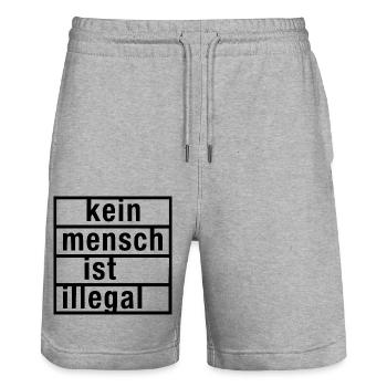 Kein mensch ist illegal - Stanley/Stella Unisex Bio Joggingshorts Trainer  - Grau meliert - Vorne - Nik (191cm) & Marisol (170cm)
