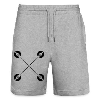 Fernsehturm#17 - Stanley/Stella Unisex Bio Joggingshorts Trainer  - Grau meliert - Vorne - Nik (191cm) & Marisol (170cm)