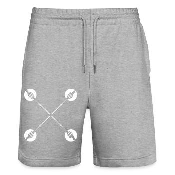 Fernsehturm#18 - Stanley/Stella Unisex Bio Joggingshorts Trainer  - Grau meliert - Vorne - Nik (191cm) & Marisol (170cm)