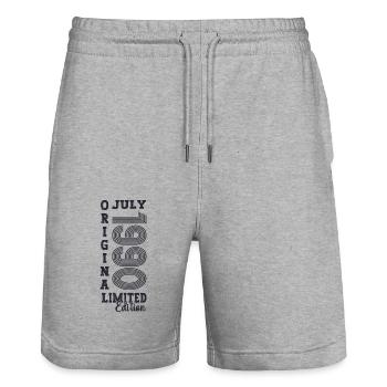 33rd Birthday Man Original July Vintage 1990 - Stanley/Stella Trainer Unisex Organic Jogging Shorts - heather grey - Front - Nik (191cm) & Marisol (170cm)