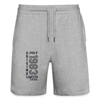 40th Birthday Man Original July Vintage 1983 - Stanley/Stella Trainer Unisex Organic Jogging Shorts - heather grey - Front - Nik (191cm) & Marisol (170cm)