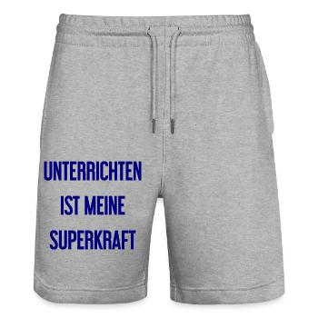 Unterrichten - Meine Superkraft! - Stanley/Stella Unisex Bio Joggingshorts Trainer  - Grau meliert - Vorne - Nik (191cm) & Marisol (170cm)