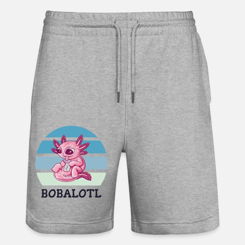 Boba Bubble Tea Axolotl Bobalotl - Stanley/Stella Unisex Bio Joggingshorts Trainer  - Grau meliert
