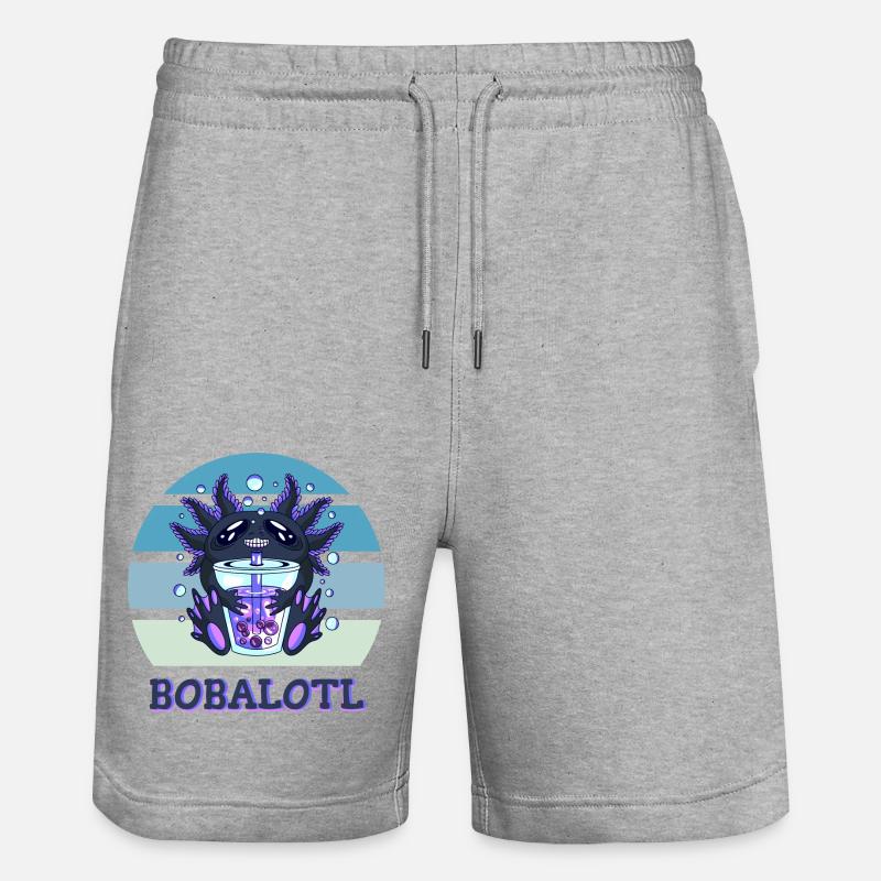 Boba Bubble Tea Axolotl Bobalotl - Stanley/Stella Trainer økologisk unisex-løpeshorts - gråmelert