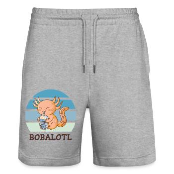 Boba Bubble Tea Axolotl Bobalotl - Stanley/Stella Trainer Unisex Organic Jogging Shorts - heather grey - Front - Nik (191cm) & Marisol (170cm)