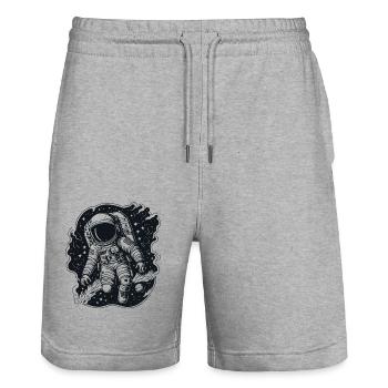 Explorateur cosmique - Short de jogging bio TRAINER Stanley/Stella unisexe - gris chiné - Devant - Nik (191cm) & Marisol (170cm)