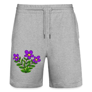 Motif floral Fleur Vigne Fleur Fleur Floral - Short de jogging bio TRAINER Stanley/Stella unisexe - gris chiné - Devant - Nik (191cm) & Marisol (170cm)