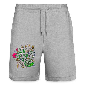 Flower meadow floral pattern flower tendril flower floral - Stanley/Stella Trainer Unisex Organic Jogging Shorts - heather grey - Front - Nik (191cm) & Marisol (170cm)