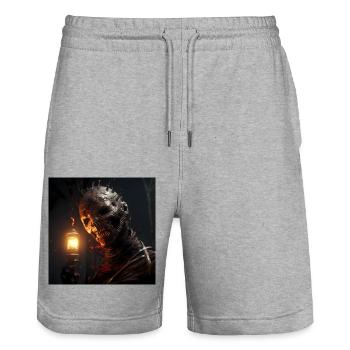 Horror Totenkopf Halloween - Stanley/Stella Unisex Bio Joggingshorts Trainer  - Grau meliert - Vorne - Nik (191cm) & Marisol (170cm)