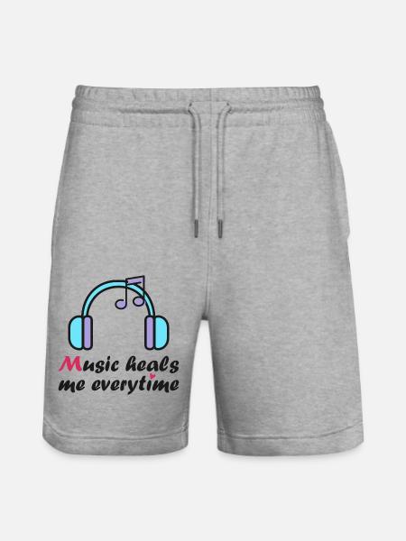 Music heals me everytime - Stanley/Stella Trainer Unisex Organic Jogging Shorts - heather grey