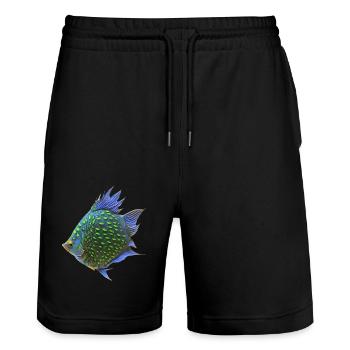 Tropical fish - Stanley/Stella Trainer Unisex Organic Jogging Shorts - black - Front - Nik (191cm) & Marisol (170cm)
