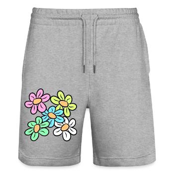 colorful flower floral pattern flower tendril floral floral - Stanley/Stella Trainer Unisex Organic Jogging Shorts - heather grey - Front - Nik (191cm) & Marisol (170cm)