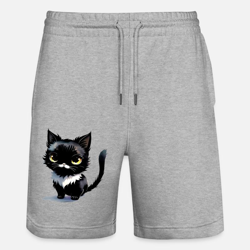Chat noir Collection Kawaii - Short de jogging bio TRAINER Stanley/Stella unisexe - gris chiné