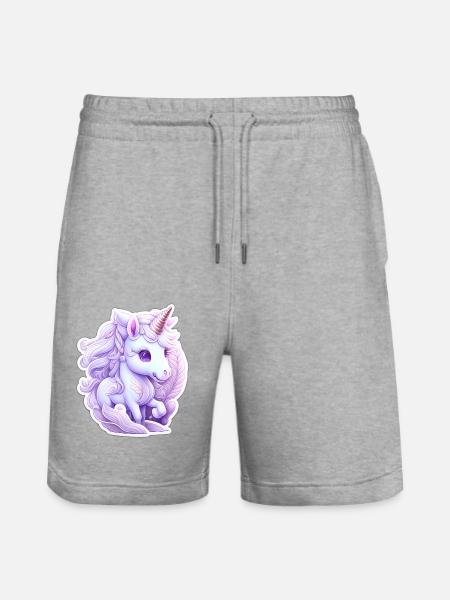 Süßes Einhorn - Stanley/Stella Unisex Bio Joggingshorts Trainer - Grau meliert
