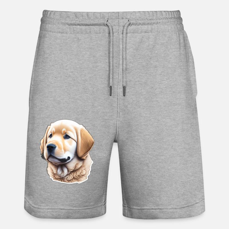 Süßer Golden Retriever Welpe - Stanley/Stella Unisex Bio Joggingshorts Trainer - Grau meliert