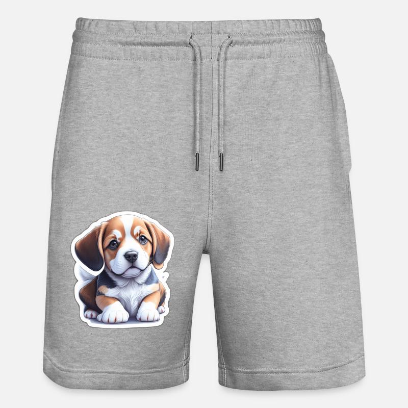 Süßer Beagle Welpe - Stanley/Stella Unisex Bio Joggingshorts Trainer  - Grau meliert