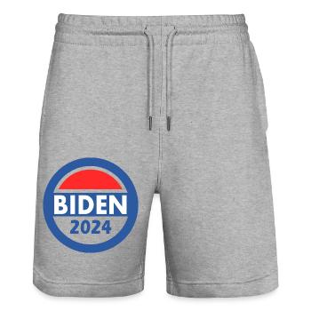 Joe biden 2024 - Short de jogging bio TRAINER Stanley/Stella unisexe - gris chiné - Devant - Nik (191cm) & Marisol (170cm)