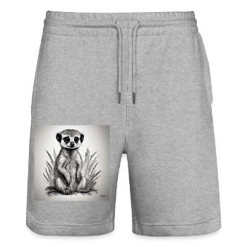 Suricate de bébé - Short de jogging bio TRAINER Stanley/Stella unisexe - gris chiné - Devant - Nik (191cm) & Marisol (170cm)