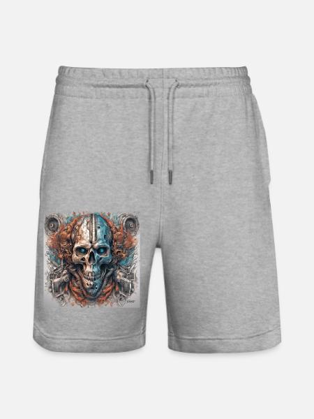 Biomechanical skull - Stanley/Stella Trainer Unisex Organic Jogging Shorts - heather grey