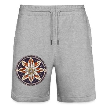 Edelweiss / Alpenblume / Tradition / Hochgebirge - Stanley/Stella Unisex Bio Joggingshorts Trainer  - Grau meliert - Vorne - Nik (191cm) & Marisol (170cm)