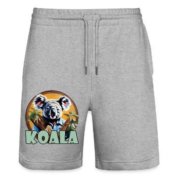 Koala / Tierwelt / Eukalyptus / Baumbewohner / Zoo - Stanley/Stella Unisex Bio Joggingshorts Trainer  - Grau meliert - Vorne - Nik (191cm) & Marisol (170cm)