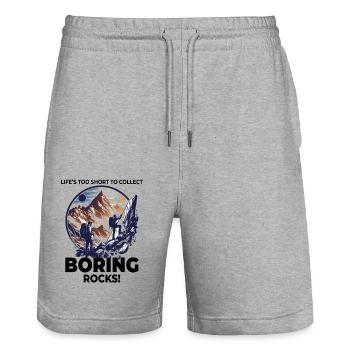 Bergsteiger Fels Sammeln Sammler Geologie - Stanley/Stella Unisex Bio Joggingshorts Trainer  - Grau meliert - Vorne - Nik (191cm) & Marisol (170cm)