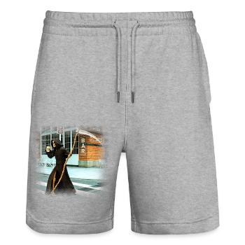 Coffee to go für den Tod - Stanley/Stella Unisex Bio Joggingshorts Trainer  - Grau meliert - Vorne - Nik (191cm) & Marisol (170cm)