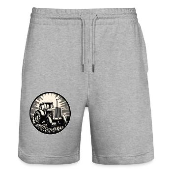 Traktor / Landwirtschaft / Bauer / Feldarbeit - Stanley/Stella Unisex Bio Joggingshorts Trainer  - Grau meliert - Vorne - Nik (191cm) & Marisol (170cm)