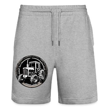 Traktor / Landwirtschaft / Bauer / Feldarbeit - Stanley/Stella Unisex Bio Joggingshorts Trainer  - Grau meliert - Vorne - Nik (191cm) & Marisol (170cm)