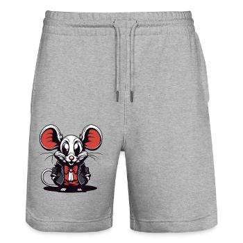 Souris / Animal / Mignon / Animal de compagnie / Rongeur - Short de jogging bio TRAINER Stanley/Stella unisexe - gris chiné - Devant - Nik (191cm) & Marisol (170cm)