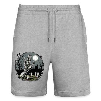 Zombie Hand / Halloween / Finger / Earth / Undead - Stanley/Stella Trainer Unisex Organic Jogging Shorts - heather grey - Front - Nik (191cm) & Marisol (170cm)