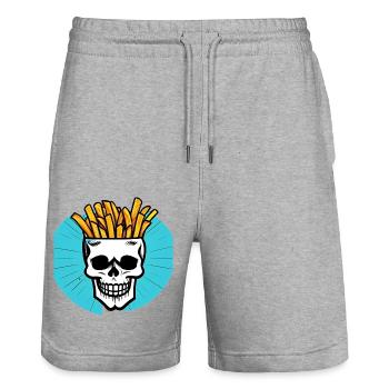 Totenkopf Pommes - Stanley/Stella Unisex Bio Joggingshorts Trainer  - Grau meliert - Vorne - Nik (191cm) & Marisol (170cm)