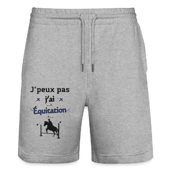 j'peux pas j'ai équitation - Short de jogging bio TRAINER Stanley/Stella unisexe - gris chiné - Devant - Nik (191cm) & Marisol (170cm)