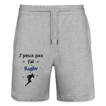 J'peux pas j'ai rugby - Short de jogging bio TRAINER Stanley/Stella unisexe - gris chiné - Devant - Nik (191cm) & Marisol (170cm)