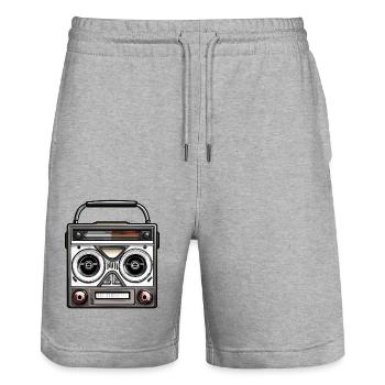 Radio / Analogique / Musique / Fréquence / Haut-parleurs - Short de jogging bio TRAINER Stanley/Stella unisexe - gris chiné - Devant - Nik (191cm) & Marisol (170cm)