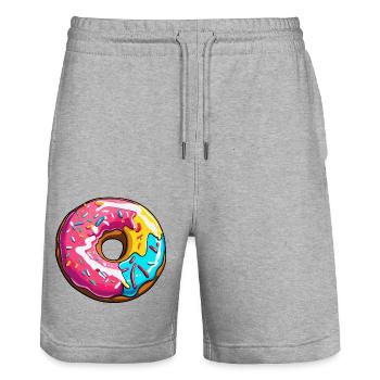 Beignets / Bonbons / Glaçage / Dessert / Pâtisserie - Short de jogging bio TRAINER Stanley/Stella unisexe - gris chiné - Devant - Nik (191cm) & Marisol (170cm)