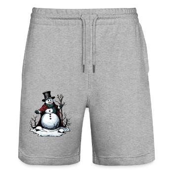 Snowman / Winter / Snow / Comic / Cold - Stanley/Stella Trainer Unisex Organic Jogging Shorts - heather grey - Front - Nik (191cm) & Marisol (170cm)