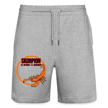 Scorpio Zodiac - Stanley/Stella Trainer Unisex Organic Jogging Shorts - heather grey - Front - Nik (191cm) & Marisol (170cm)